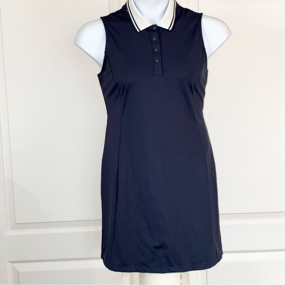 Tommy Bahama Navy White Collared Sleeveless Golf Dress Large Stretch - Picture 1 of 7